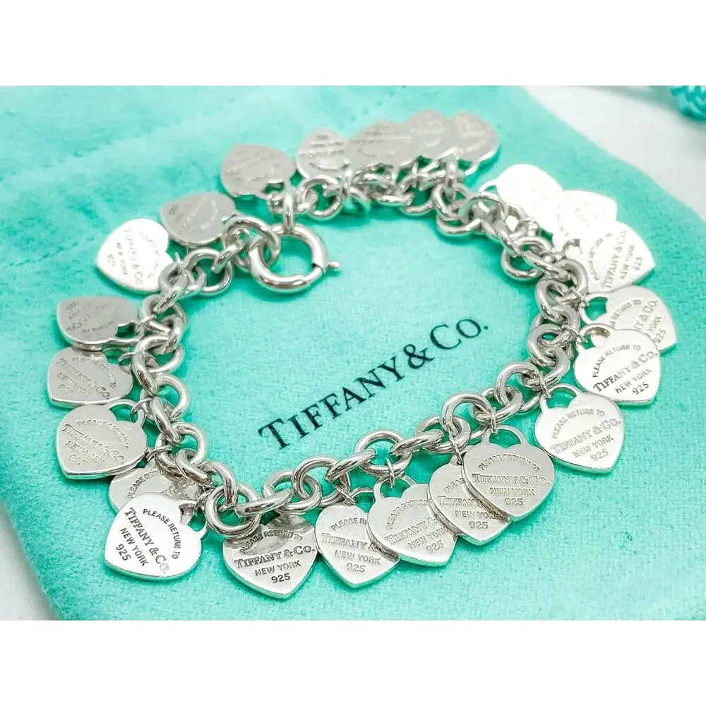 Tiffany & Co. Return to Tiffany Multi Heart Tag Bracelet Sterling Silver 7" - Picture 8 of 15